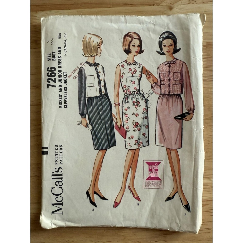 VTF McCall's Pattern Misses & JR Dress & Sleeveless Jacket Size 9 Cut Complete